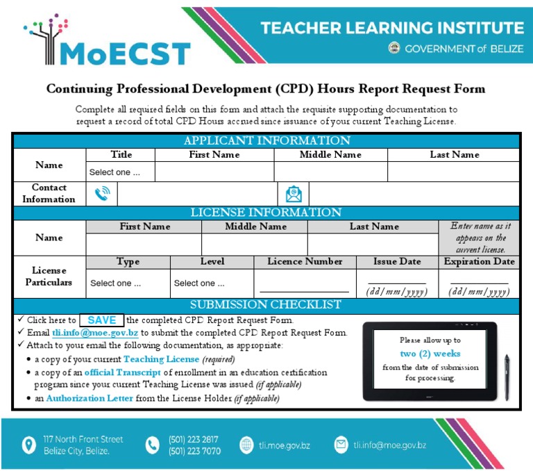 TLI CPD Hours Request Form PDF