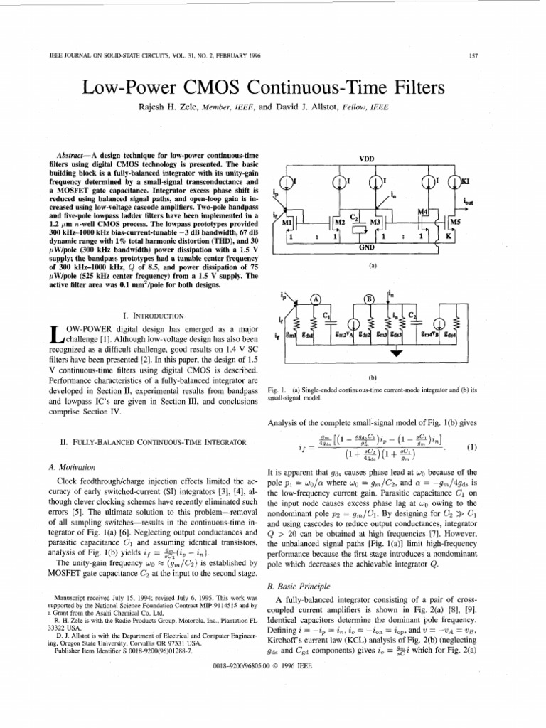 Low-Power CMOS Continuous-Time Filters | PDF | Low Pass Filter | Amplifier