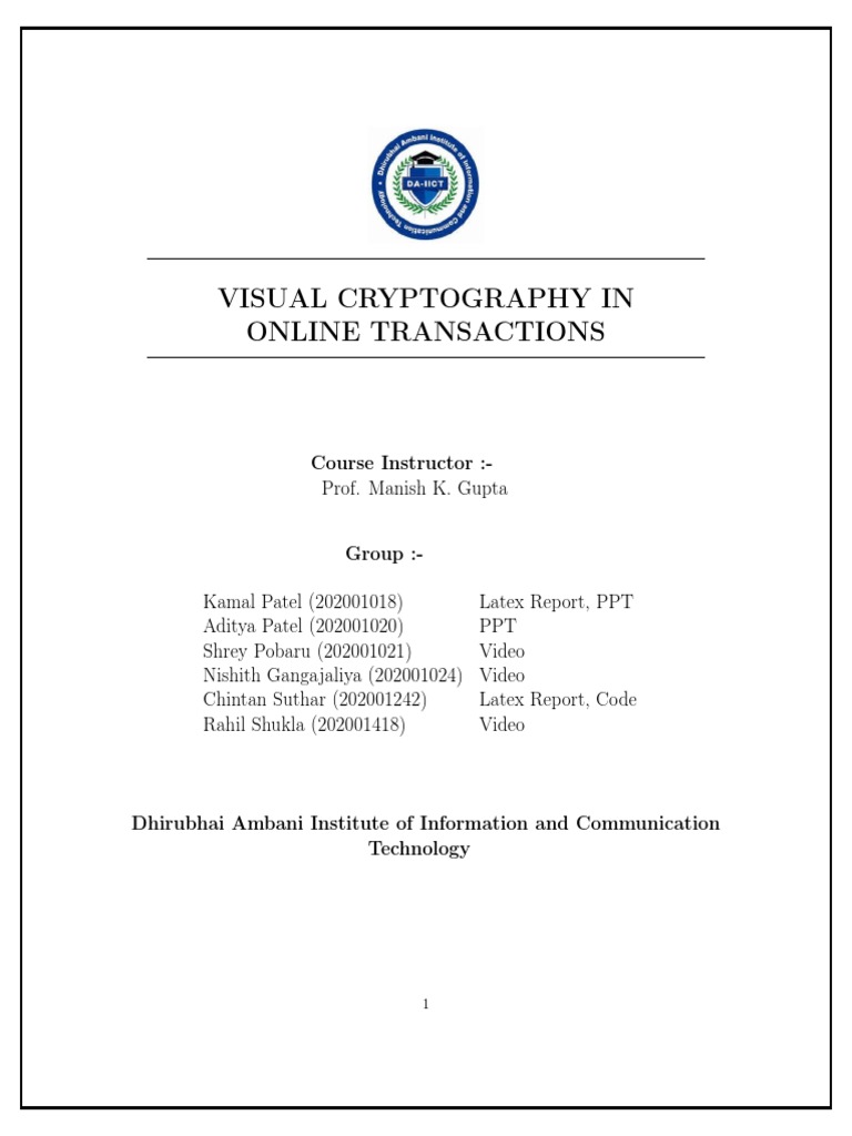 Visual Cryptography for Secure Online Transactions | PDF | Cryptography ...