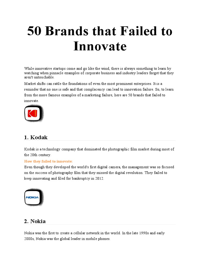 50 Brands That Failed To Innovate Pdf Smartphone Blackberry