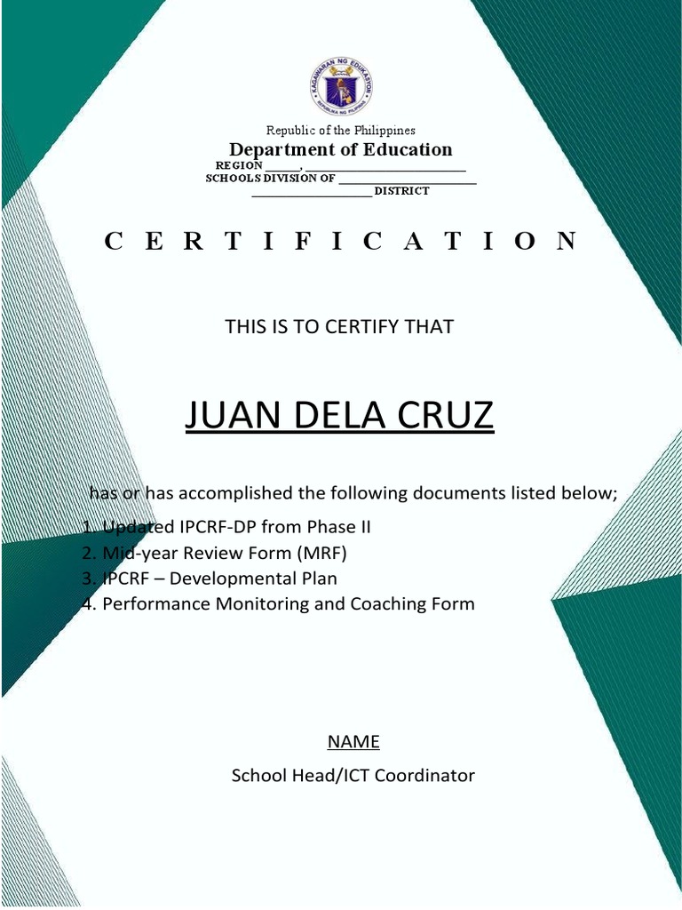 Certification From Ict Coordinator | PDF