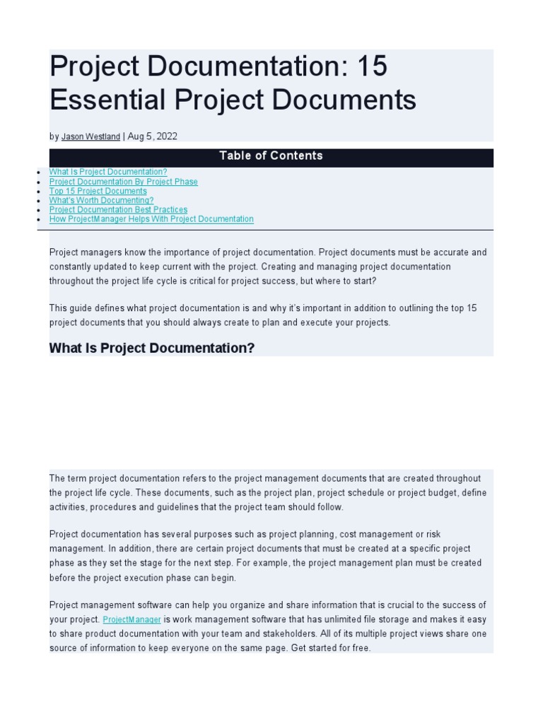 Project Documentation | PDF | Project Management | Documentation