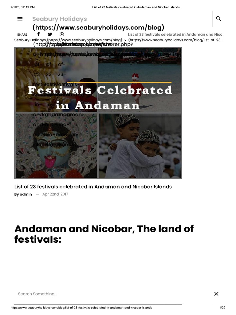 List of 23 Festivals Celebrated in Andaman and Nicobar Islands PDF