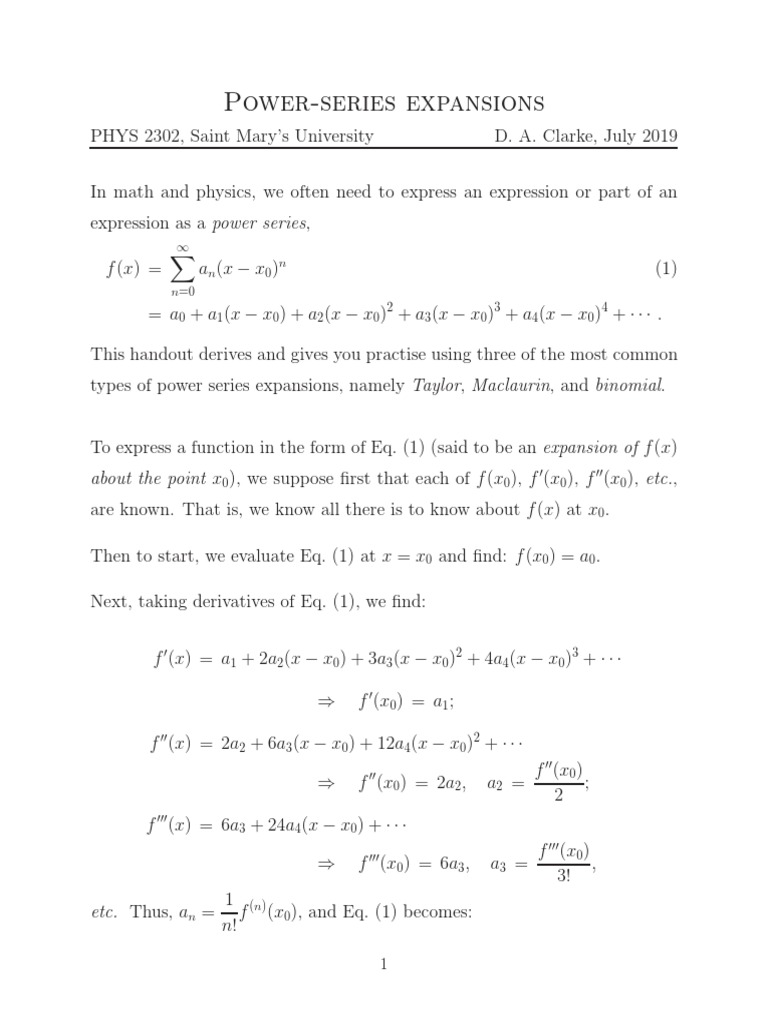 Expansions PDF Physical Quantities Analysis