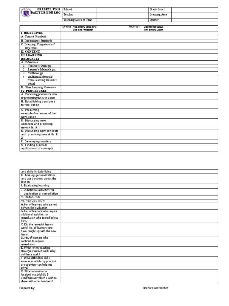DLL Template | PDF