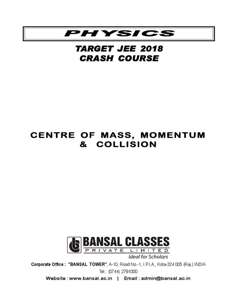 Centre of Mass Momentum - Collision - CC - E - WA | PDF | Collision