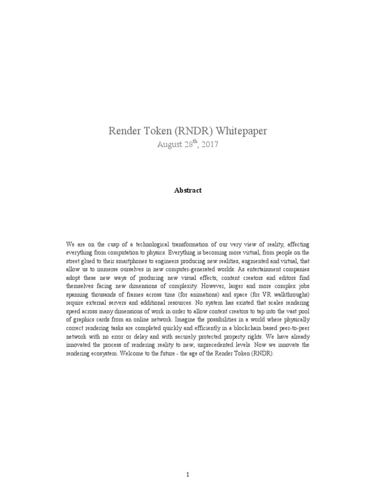 Render Token: P2P Blockchain Rendering | PDF | Rendering (Computer ...