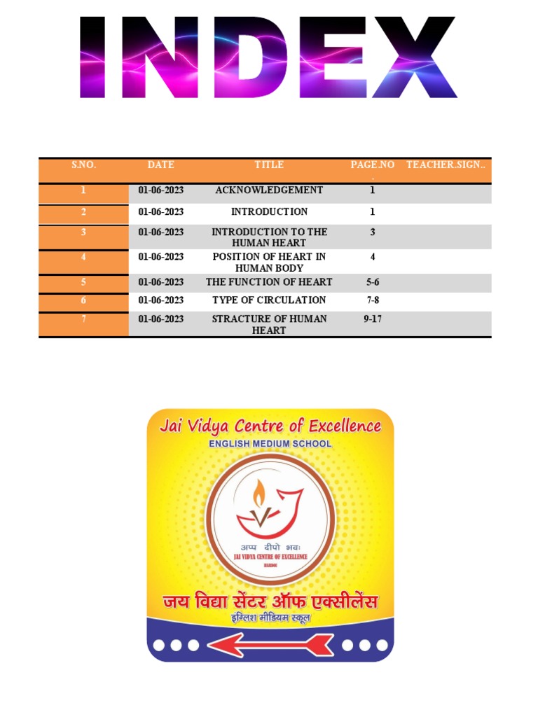 INDEX Formate | PDF
