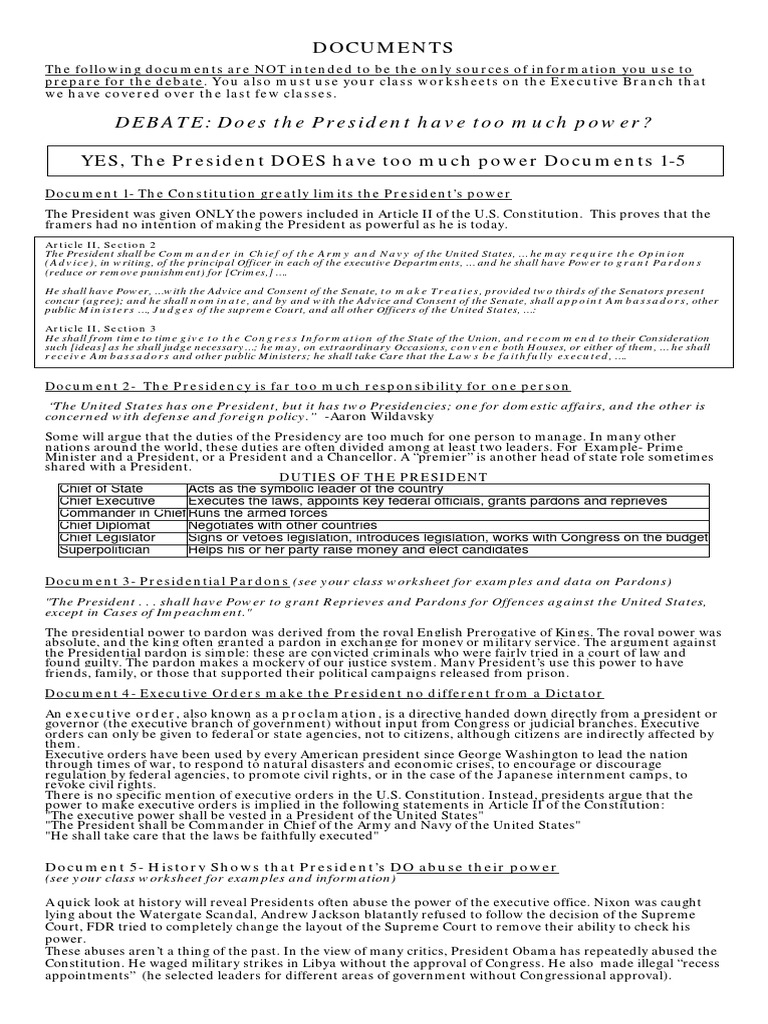 Docs - Presidential Power | PDF | Presidents Of The United States ...