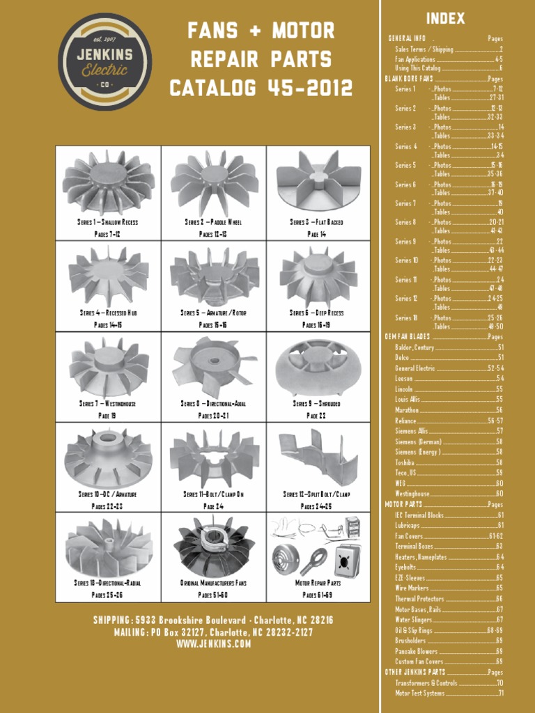 Fans Amp Motor Index Repair Parts Catalog | PDF | Electric Motor