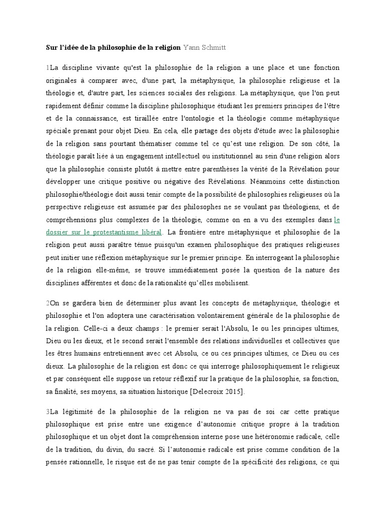 Philosophie de la religion : enjeux et légitimité | PDF | Théologie ...