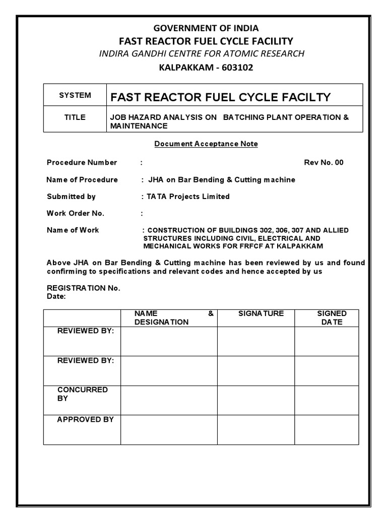JHA On Bar Bending Machine Cutting Machine PDF Personal
