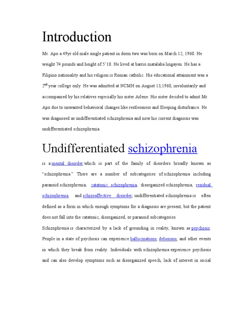 case study of schizophrenia