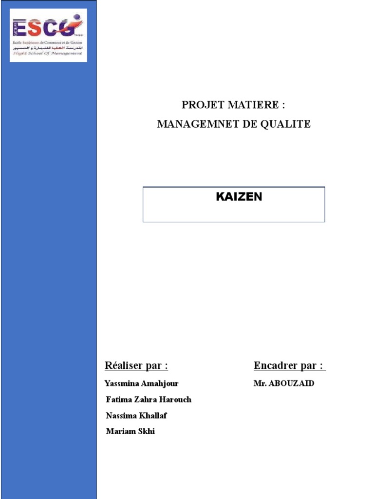 Projet kaizen 1 download free pdf management de la qualit 