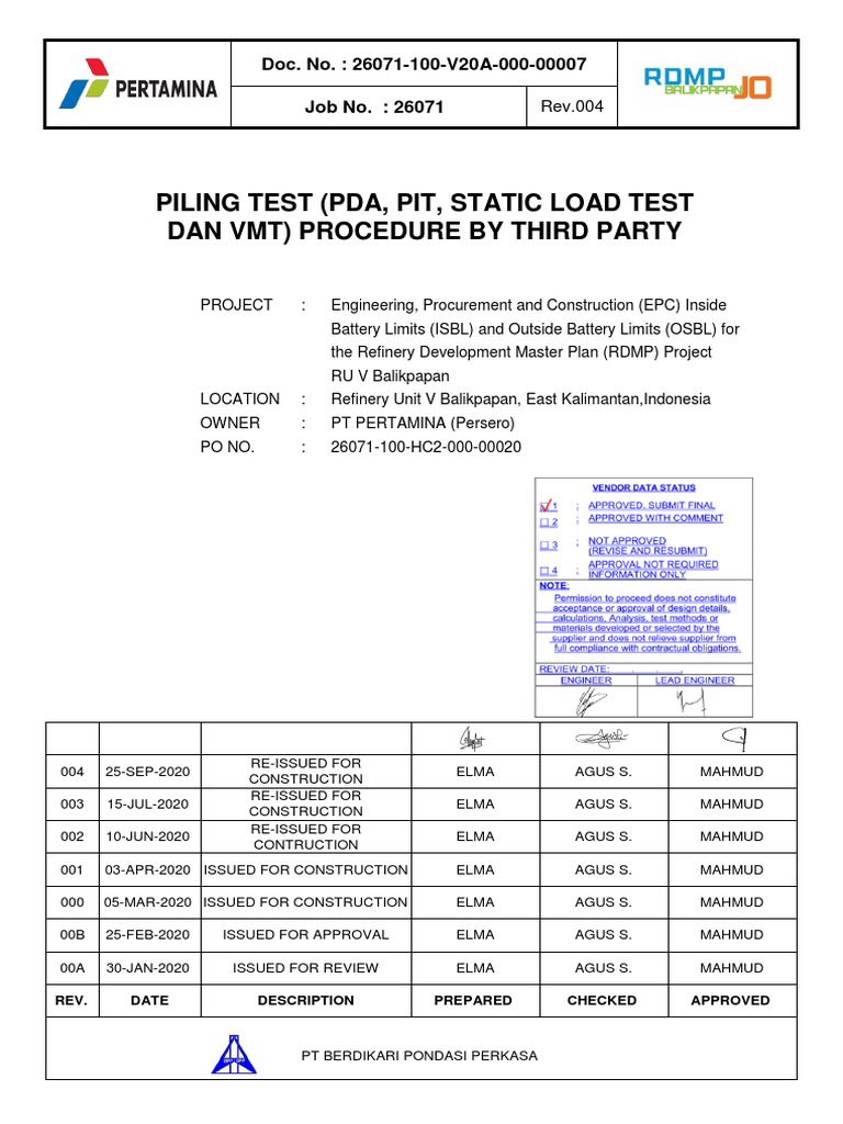 26071100V20A00000007 004 Piling Test (PDA, PIT, Static Load