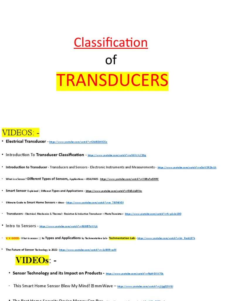 Session3 Classification of TRANSDUCERS 1192020 PDF Infrared