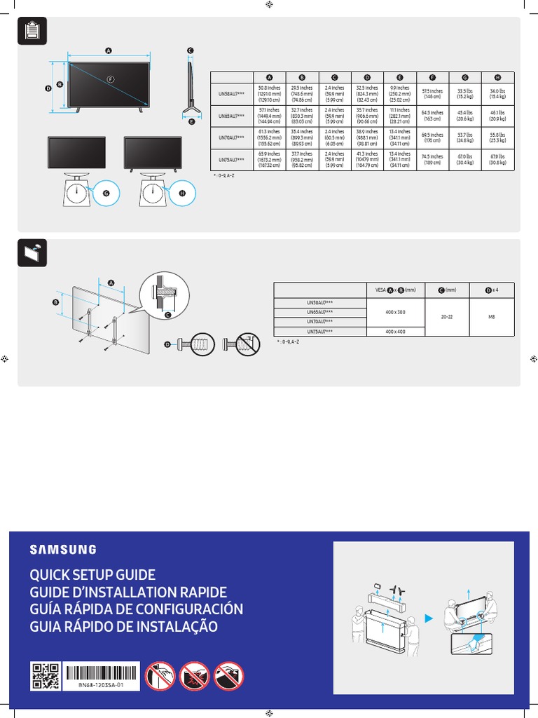 Manual Rápido TV Samsung Smart TV 75 Uhd 4k 75au7700 | PDF
