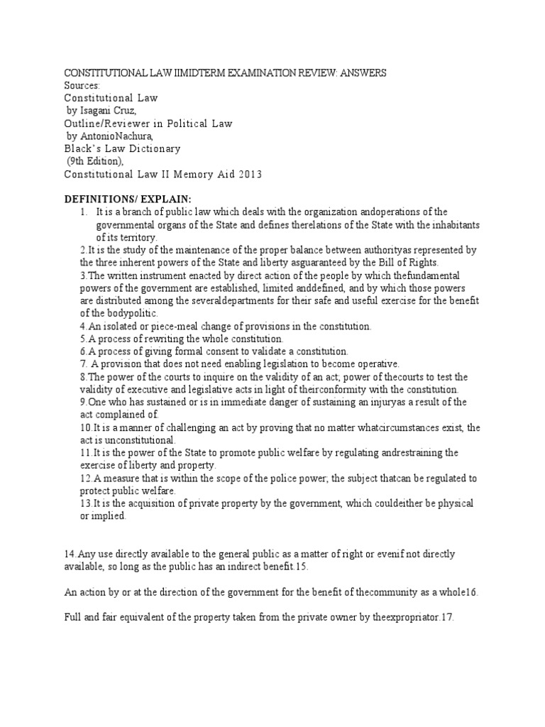 Constitutional Law II Midterm Review Guide | PDF | Constitution ...