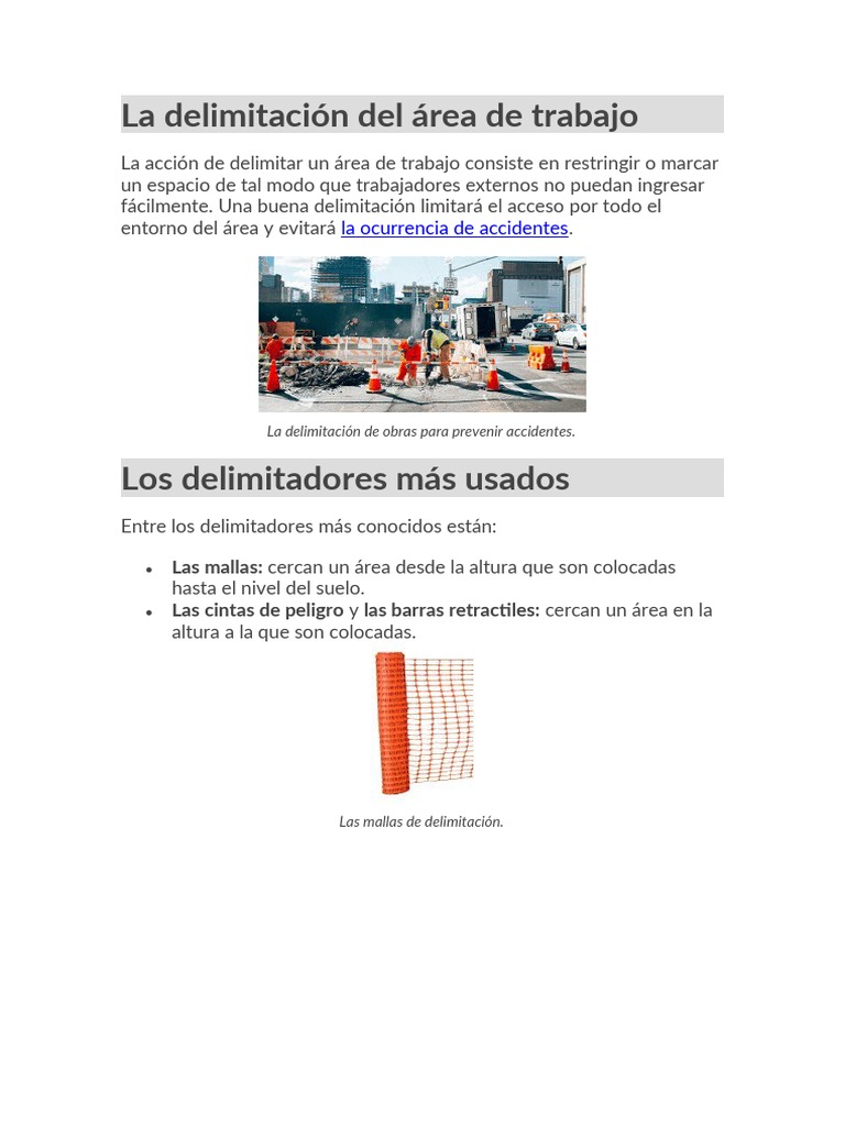 Delimitación y señalización de áreas de trabajo PDF