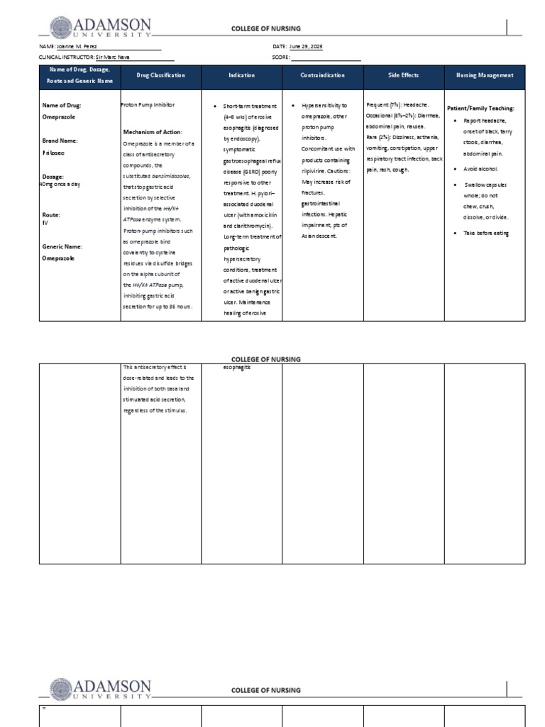 Omeprazole Drug Study Download Free Pdf Gastroesophageal Reflux