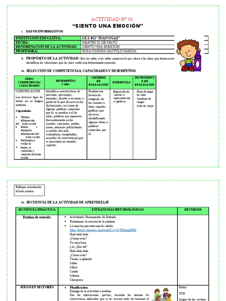 Actividades para Expresar Emociones Infantil | PDF | Evaluación | Las ...