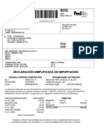 Declaración Simplificada de Importación: ADG PKG Type: 01