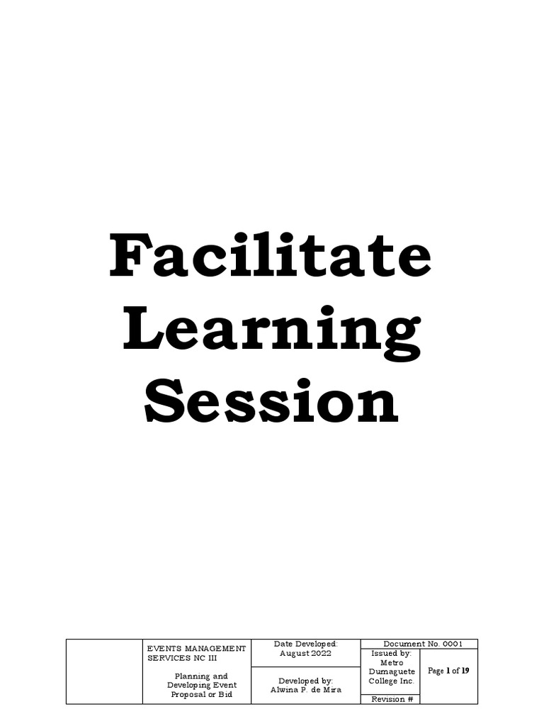 Facilitating Learning Sessions Guide | PDF | Learning | Agriculture