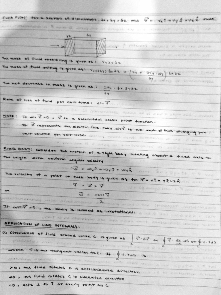 Vector calculus notes pdf