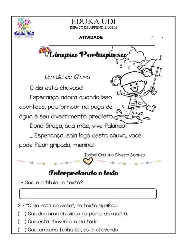 Um Dia de Chuva Interpretação | PDF