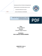 Analisis Con Pensamiento Critico Sobre Las Politicas de Salud