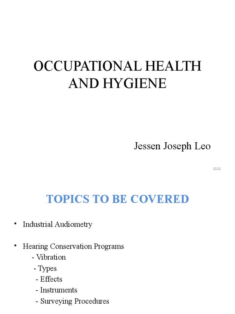 Occupational Health and Hygiene PDF Ear Otorhinolaryngology