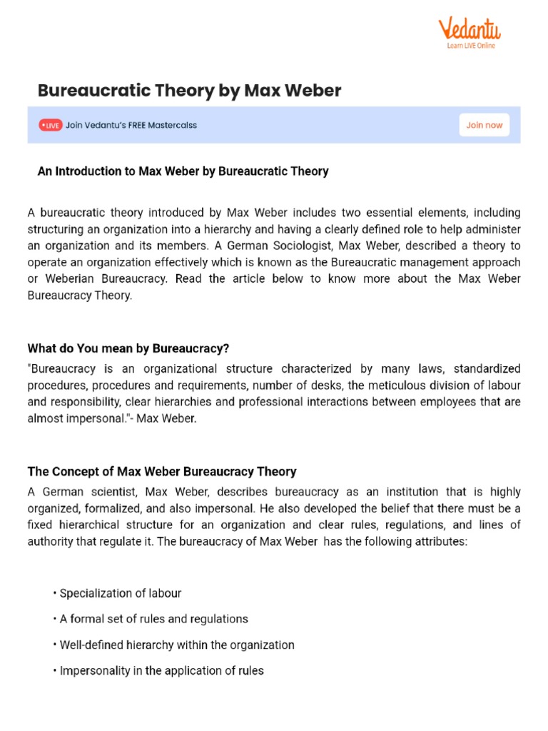 Bureaucratic Theory by Max Weber | PDF