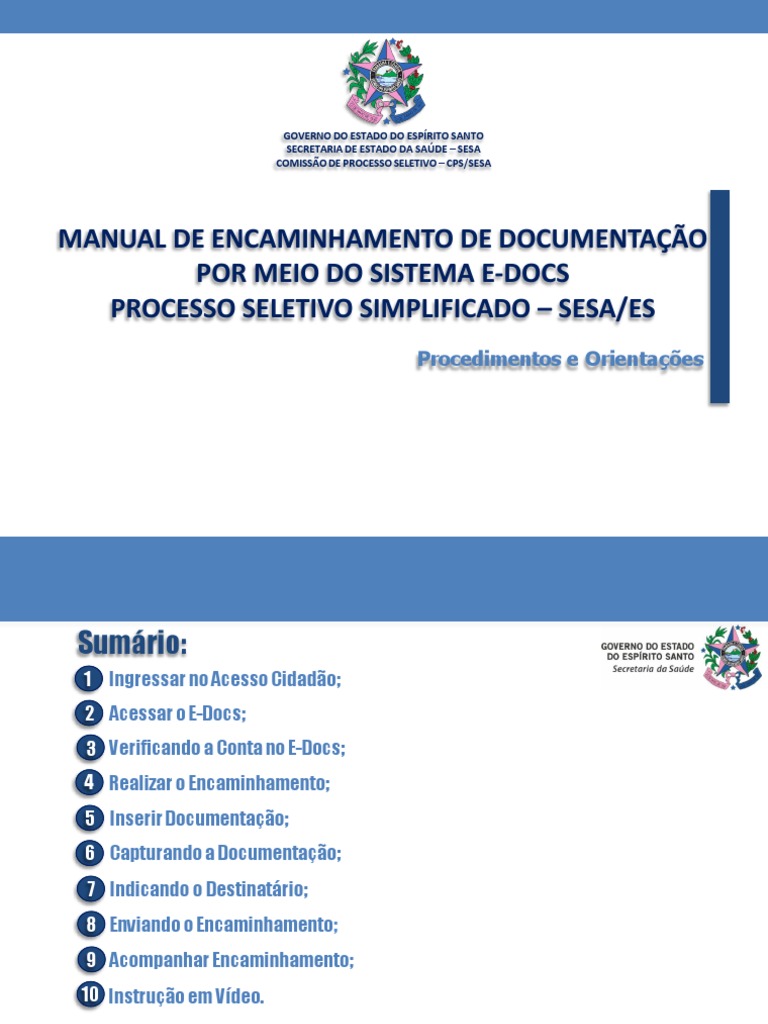 Tutorial para Envio de Documentação Via Sistema E-Docs | PDF