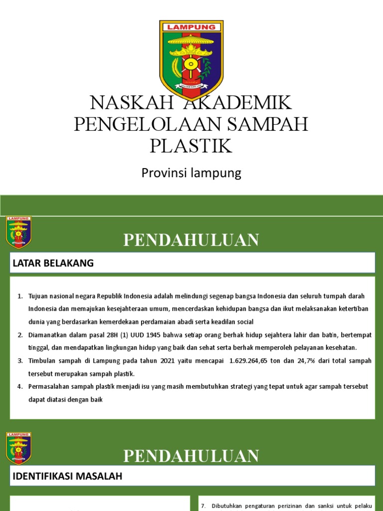 Naskah Akademik Pengelolaan Sampah Plastik | PDF