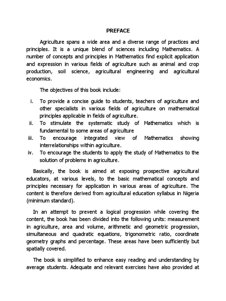 Mathematics in Agriculture: A Guide | PDF