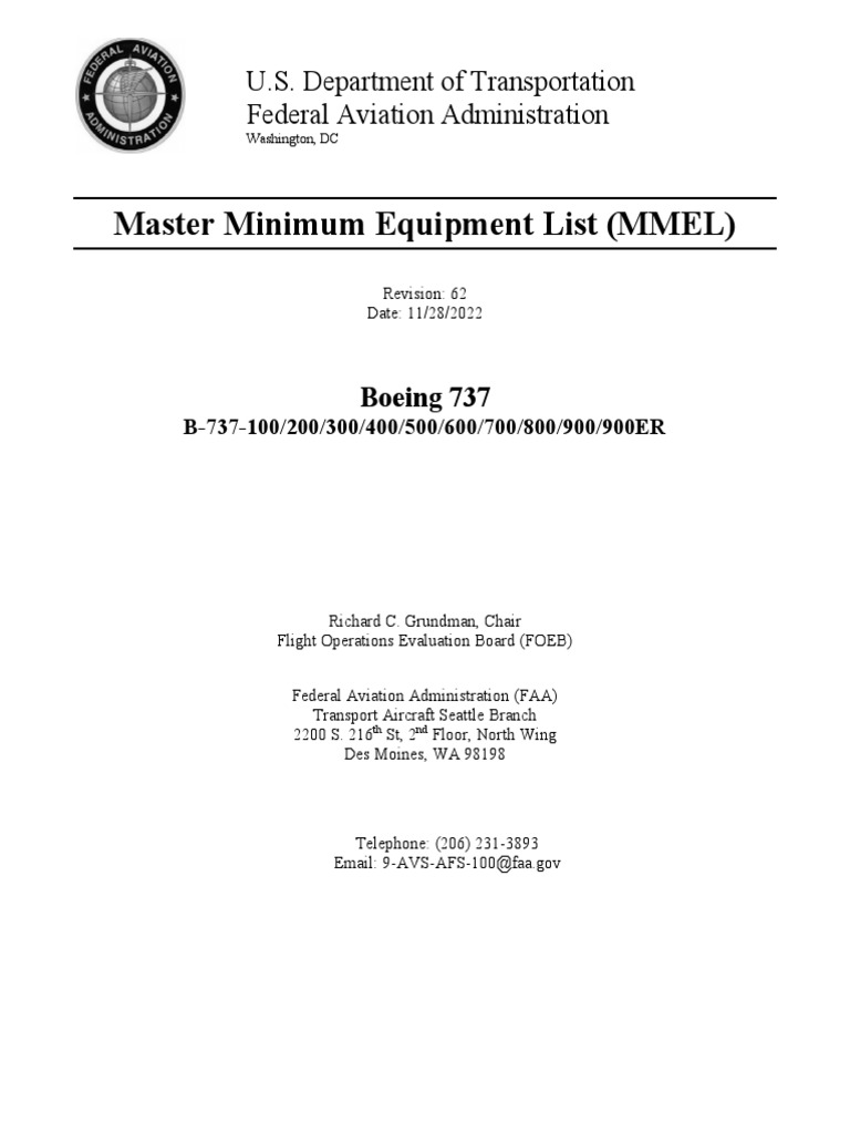 Master Minimum Equipment List (MMEL) U.S. Department of