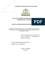 315 La Gestión Administrativa en Los Talleres de Electricidad Automotriz y Su Incidencia en La Calidad Del Servicio en La Ciudad de Tulcán