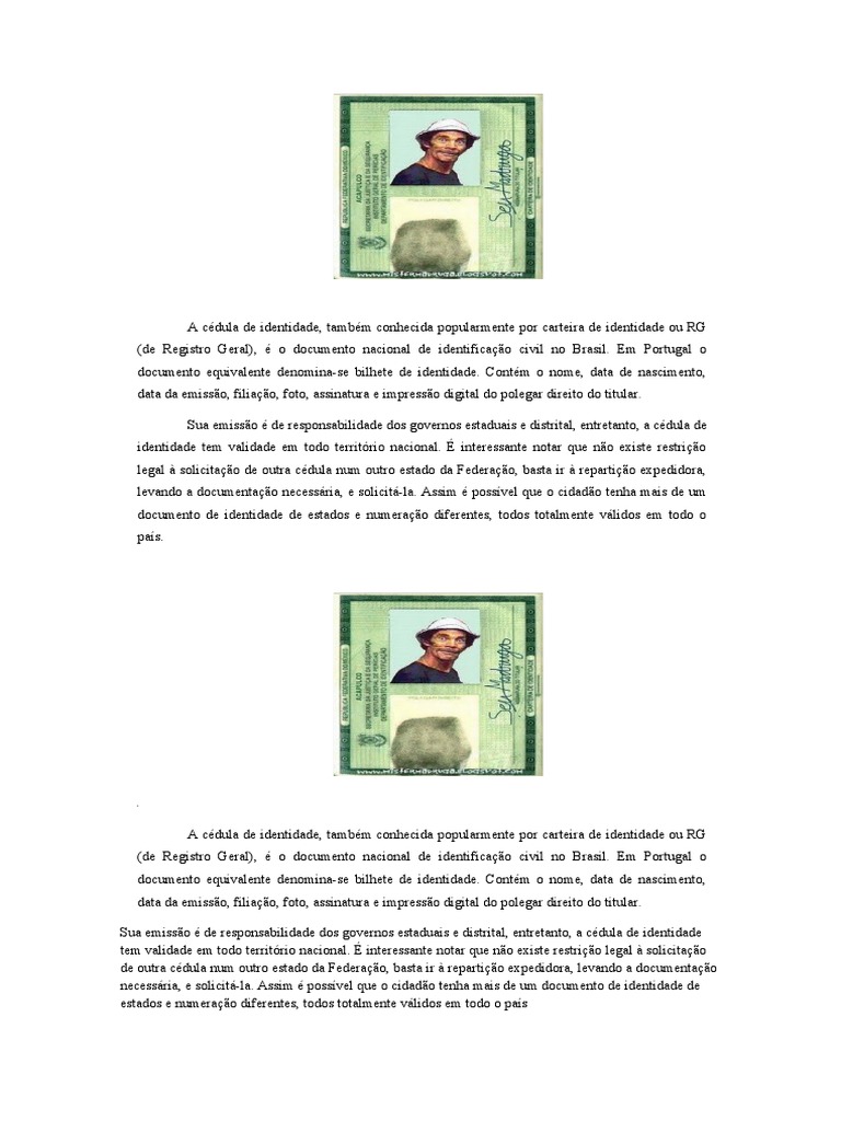 A Cédula de Identidade PDF