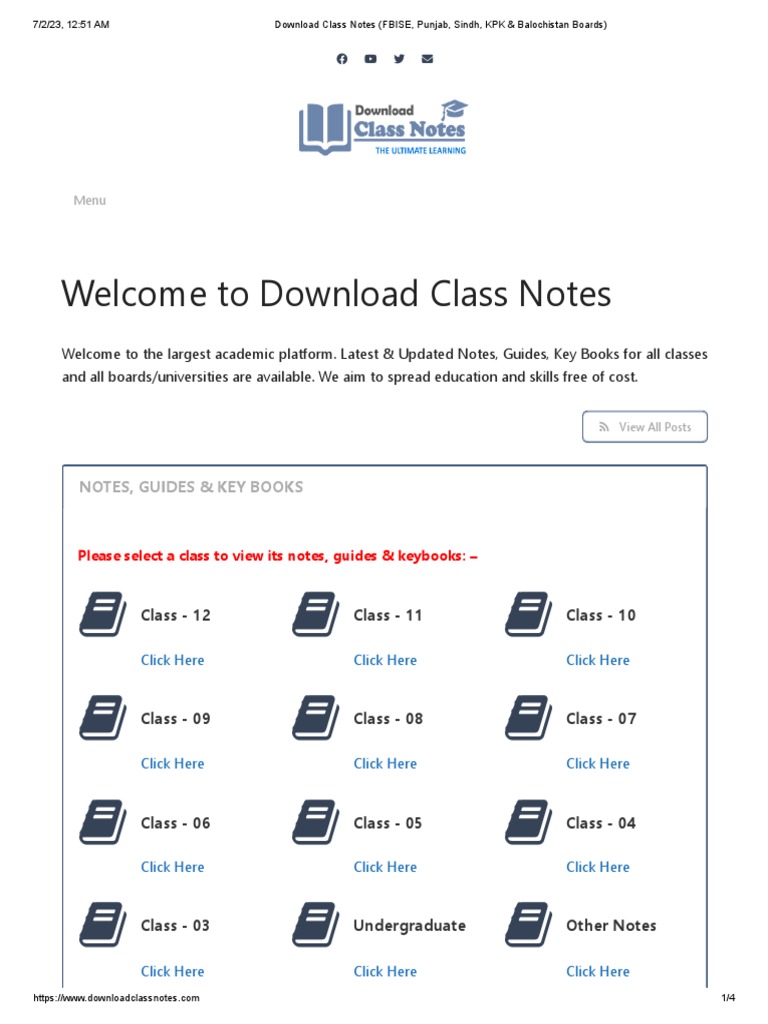 Download Class Notes for All Boards | PDF