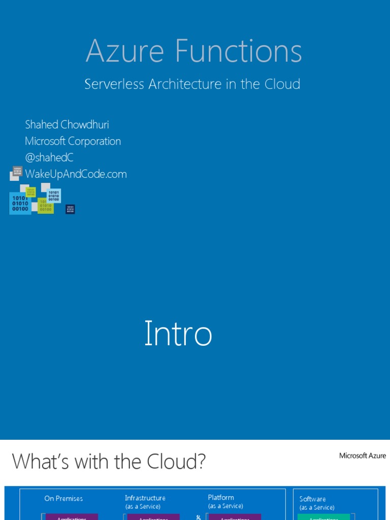 Azure Functions Intro PDF Software As A Service Microsoft Azure