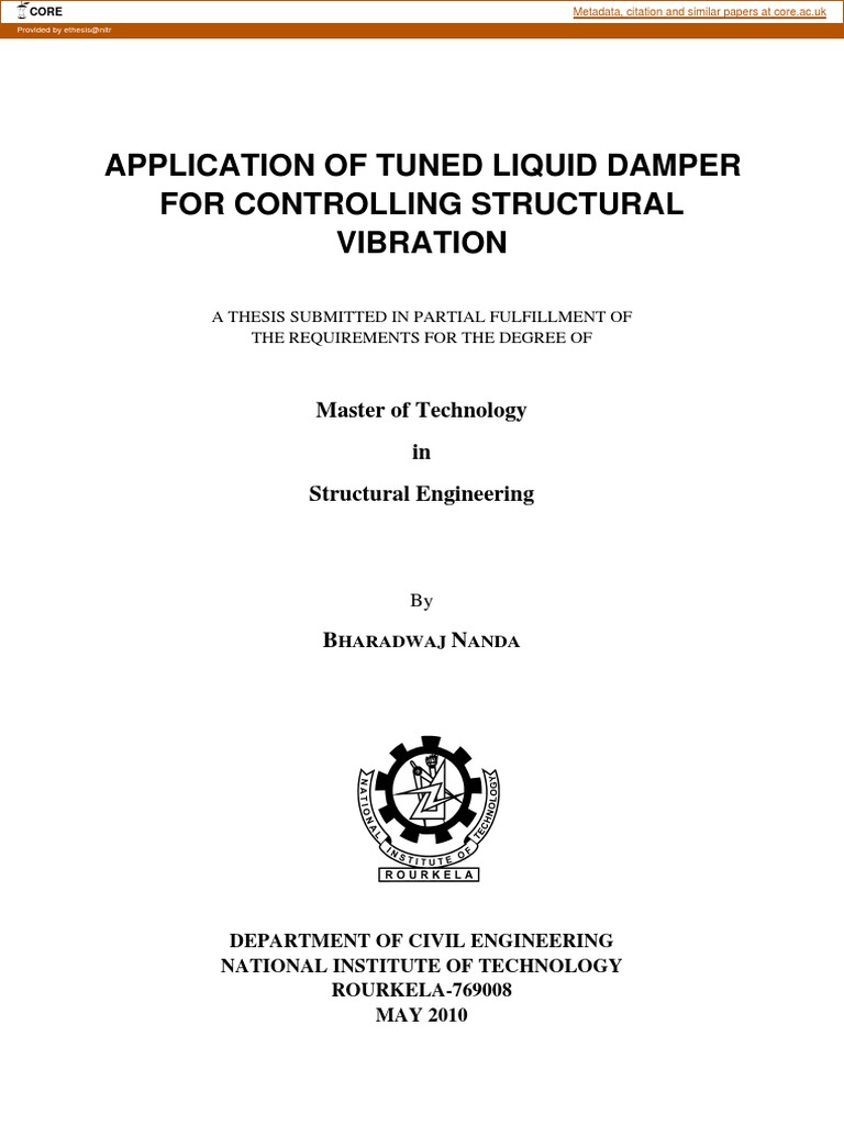 Application of Tuned Liquid Damper For Controlling Structural Vibration