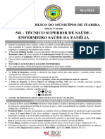 Caderno de Prova - 541 - T.S.S - ENFERMEIRO SAÚDE DA FAMÍLIA