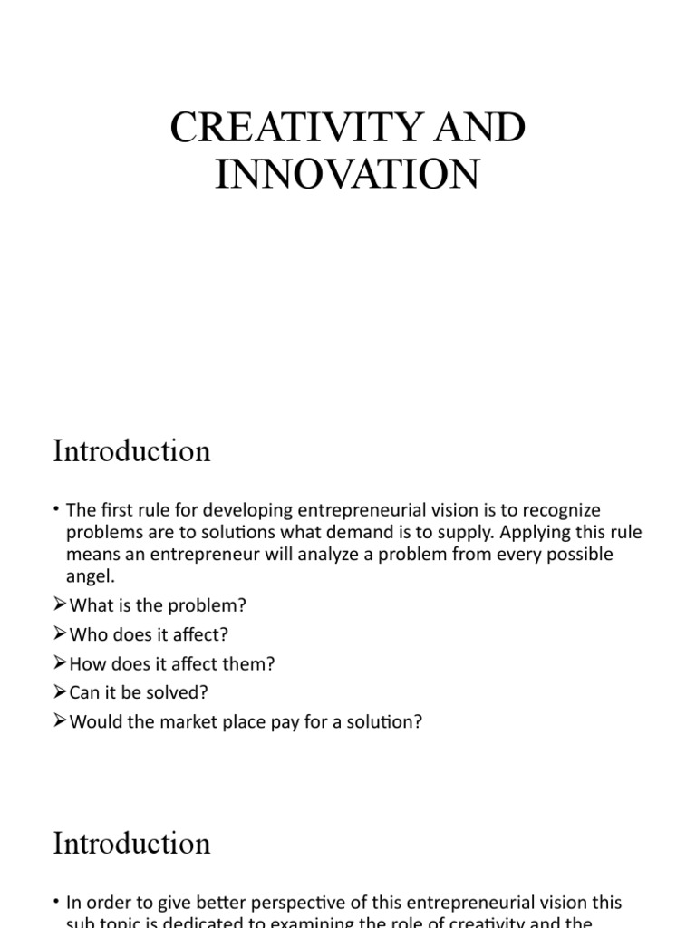 Creativity and Innovation PDF Innovation Creativity(00)