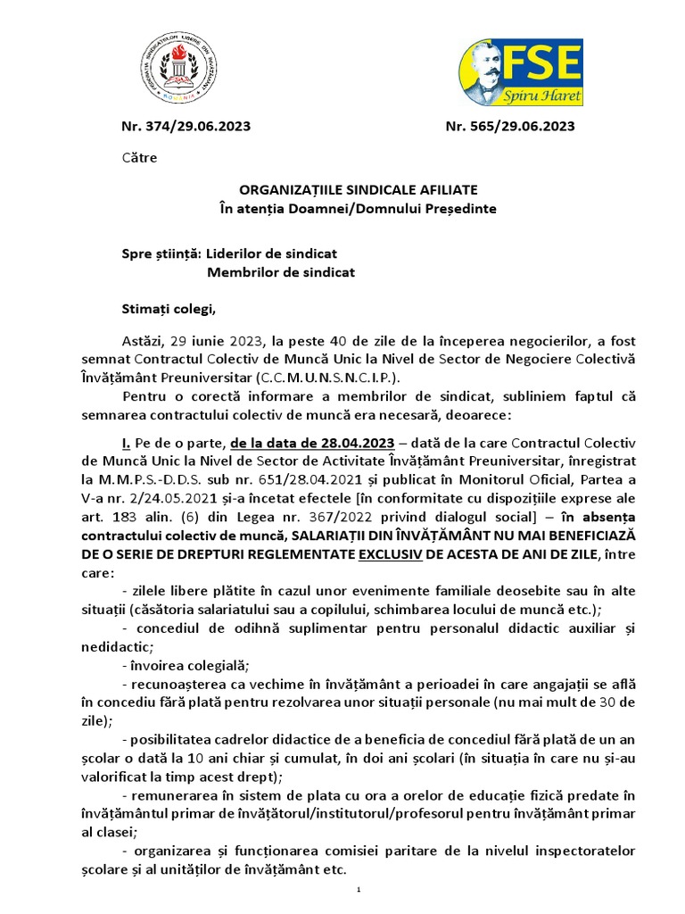 FSLI+FSESH - Informare - CCMUNSNCIP - 2023 | PDF