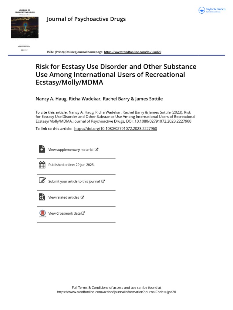 Ecstasy Use Disorder Risks Among Users | PDF | Mdma | Substance Use ...
