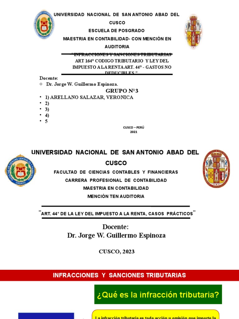 Infracciones y Gastos No Deducibles | PDF | Impuesto sobre la renta ...