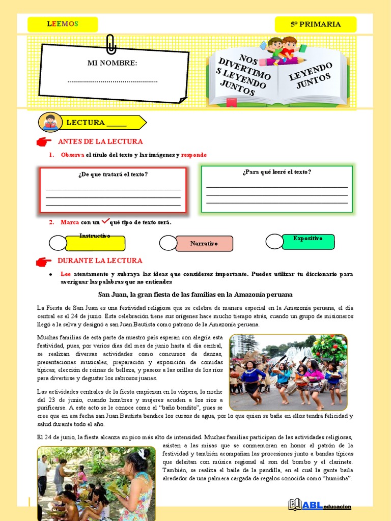 Dia 5 5to Grado Leemos Juntos PDF Perú