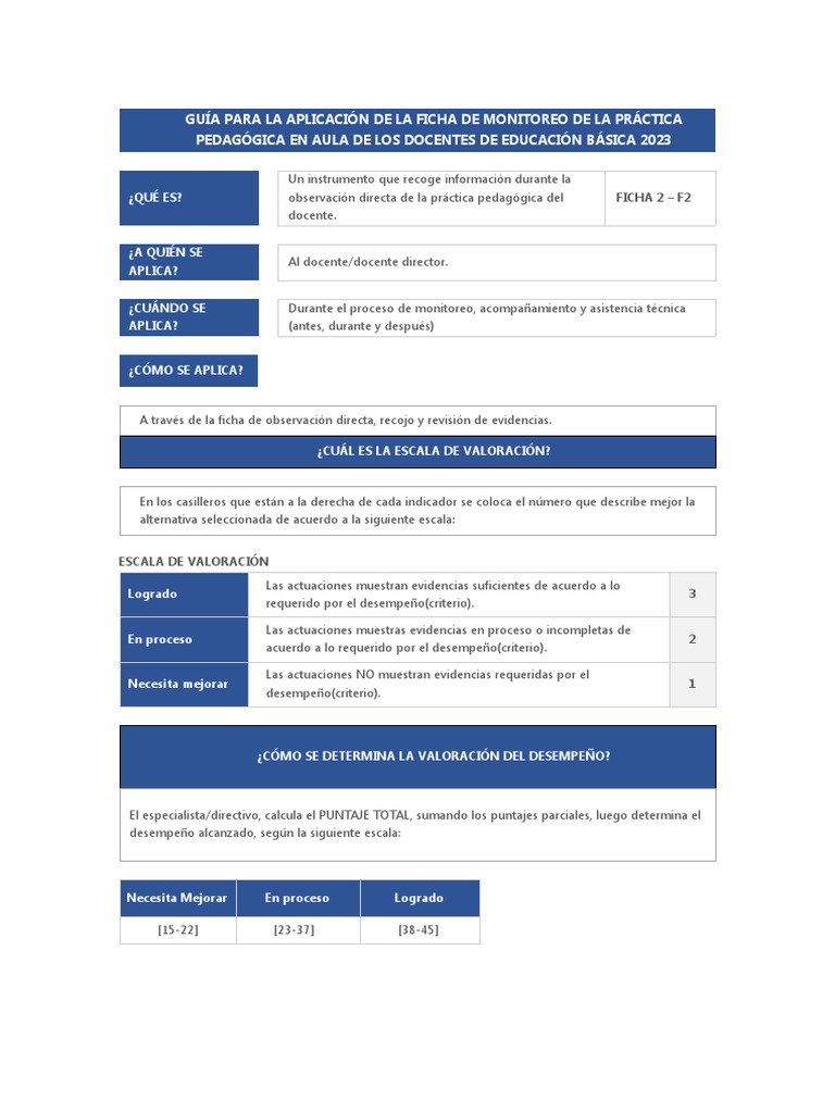 Ficha de Monitoreo Docente 2023 | PDF | Evaluación | Aprendizaje