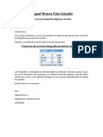 Proforma de Servicio Fotografía Producto en Estudio