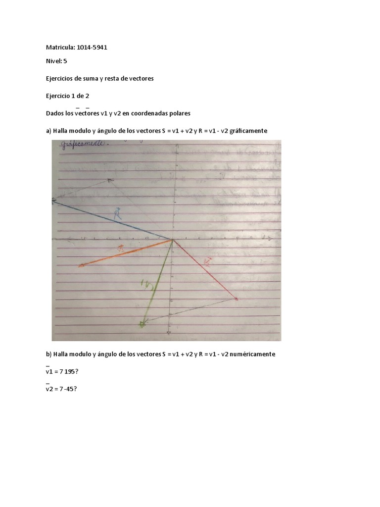 Tarea Suma y Resta de Vectores | PDF | Métodos y materiales de enseñanza